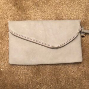 Grey fold over clutch